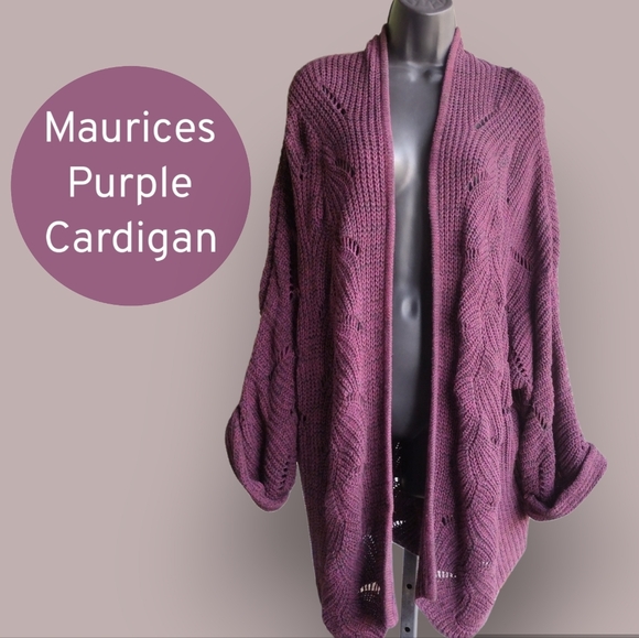 Maurices Purple Chunky Cardigan Plus Sz 1X - Picture 1 of 5